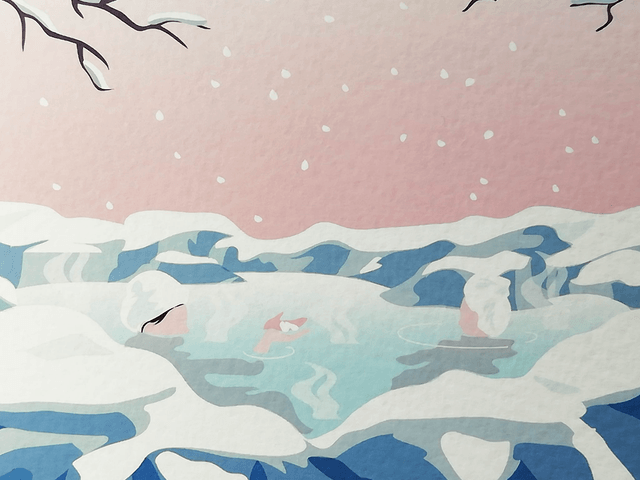 Fine art A5 et A4/ Hiver - Onsen 
