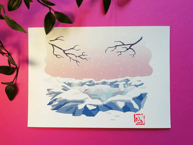 Fine art A5 et A4/ Hiver - Onsen 