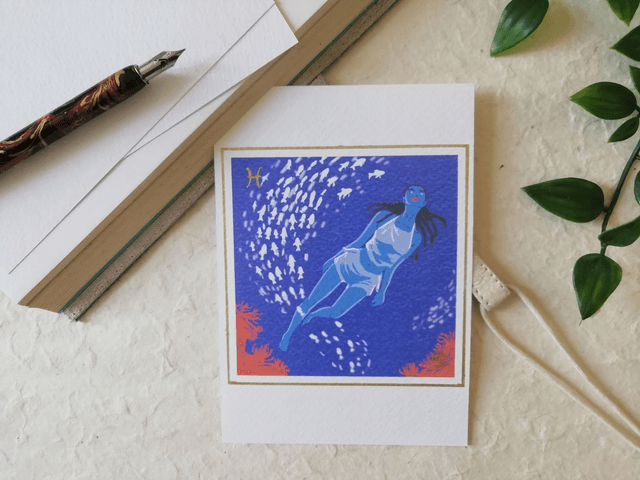 Carte Signe Zodiaque A5 et A6 - Poissons
