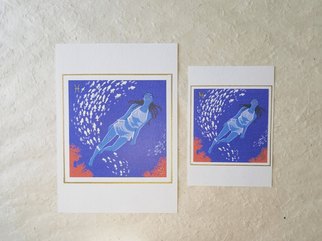 Carte Signe Zodiaque A5 et A6 - Poissons