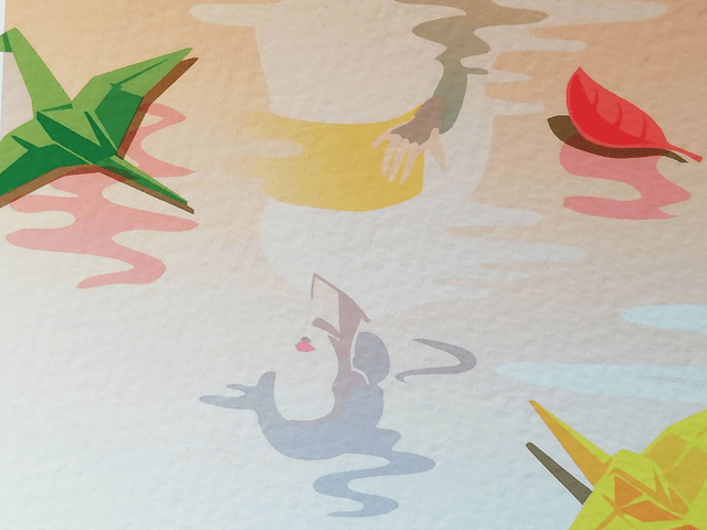 Fine art A5 et A4 / Automne - Origami sur lac 