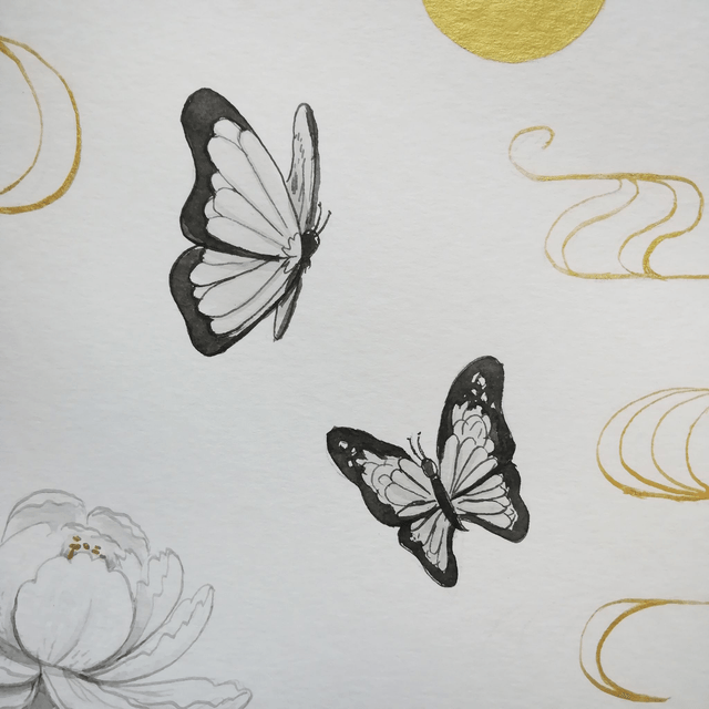 Original A3 - Pivoines & Papillons